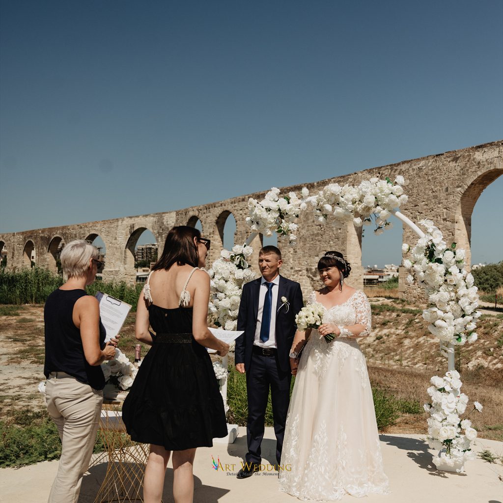 Wedding ceremony beside Kamares Aqueduct in Larnaca