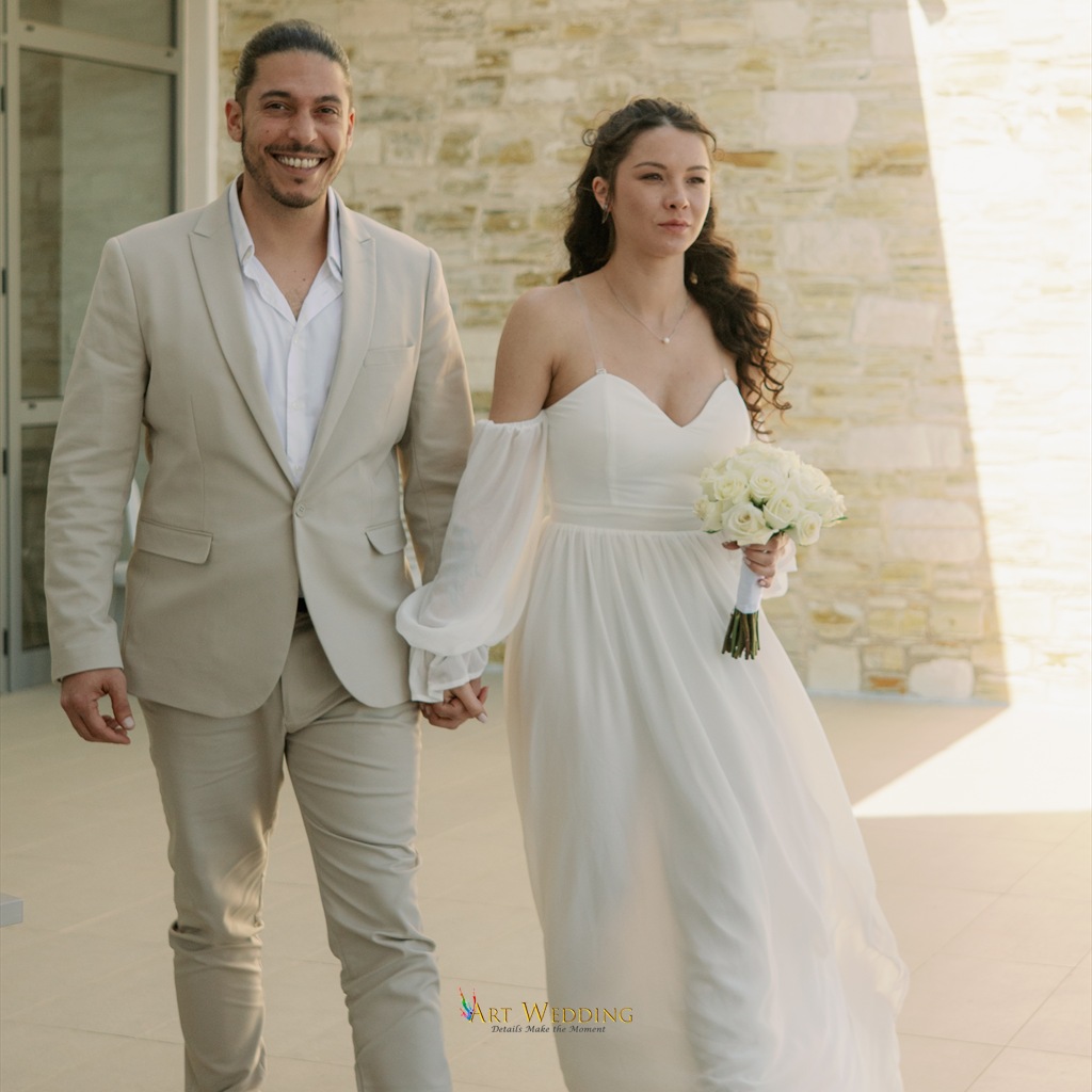 Newlyweds outside the town hall — Lefkara, Cyprus