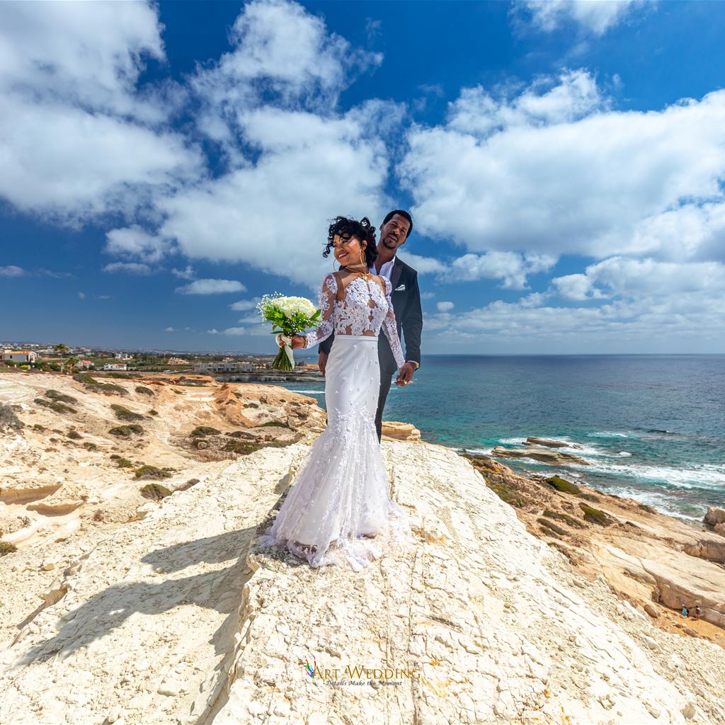 Wedding portraits at the White Cliffs of Peyia