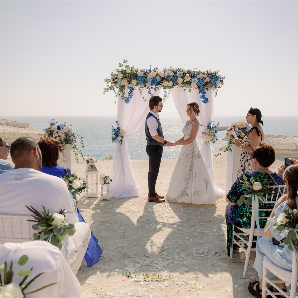 Wedding ceremony with guests on the coast