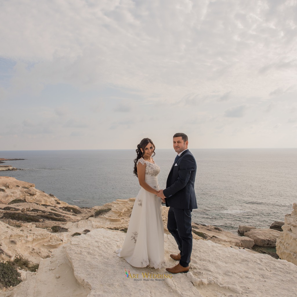 Wedding portraits at the White Cliffs of Peyia